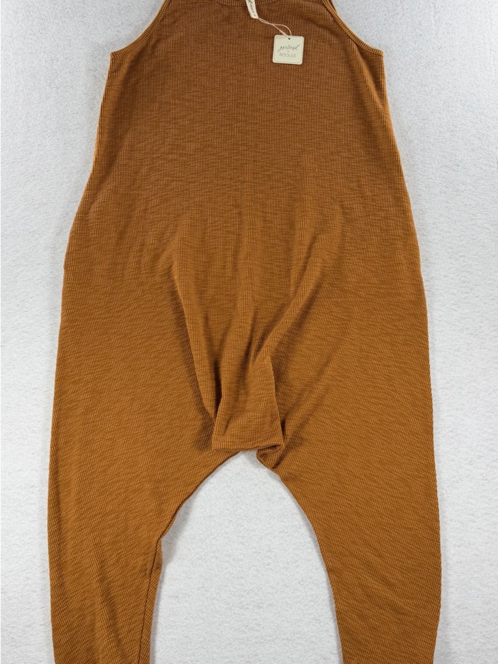 Roolee x GParish Rust Ribbed Tank Top with Cream Straps Sz M